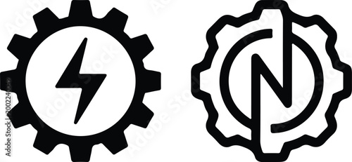Gear Settings Technology Icon Cogwheel Configuration Symbol Collection, vector, illustration