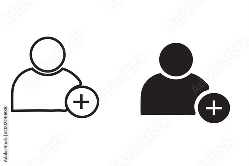 Foto Add a New User Icon Designed in a Line Style and black on White Background
