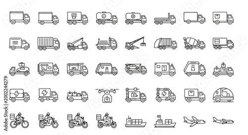 Collection of various vehicle icons.
