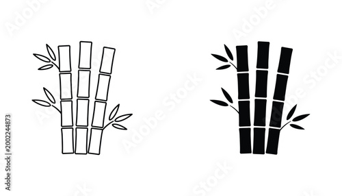 Bamboo stalks nature icon in outline and solid styles for environmental and zen lifestyle branding