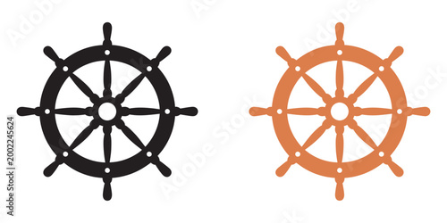 Ship Steering Wheel Icon Vector Illustration, control navigation marine concept, travel ocean inspired logo design, simple clean minimal vector symbol