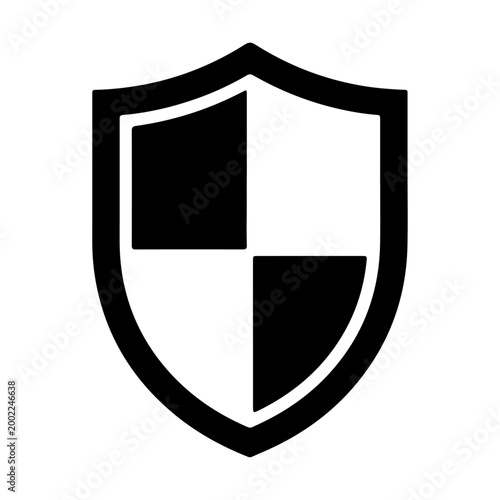 Free Download Black Minimalist Shield Icon with Checkered Pattern for Cybersecurity, Data Protection, and Insurance Concepts Isolated on White Background - GFXLoad