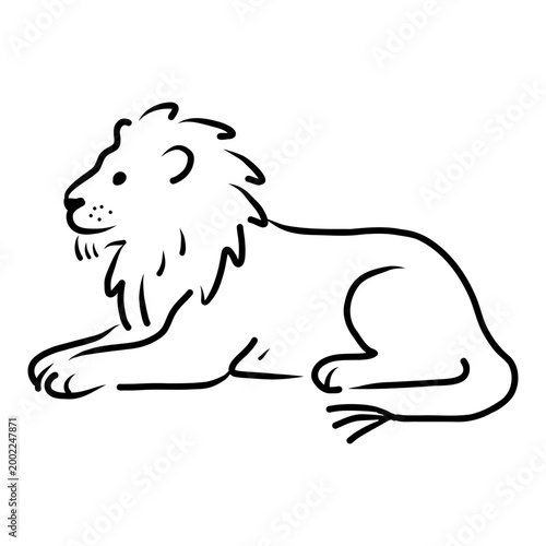 Lying Lion Line Illustration