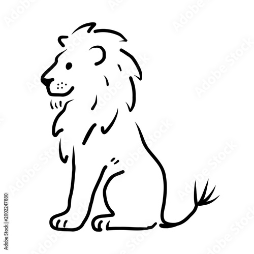 Sitting Lion Line Illustration