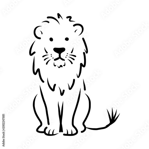 Front Lion Line Illustration