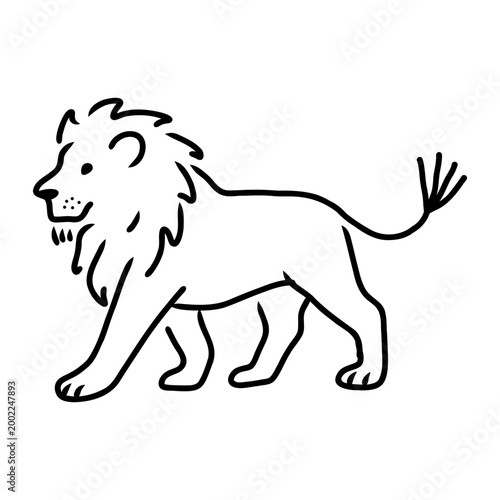 Walking Lion Line Illustration