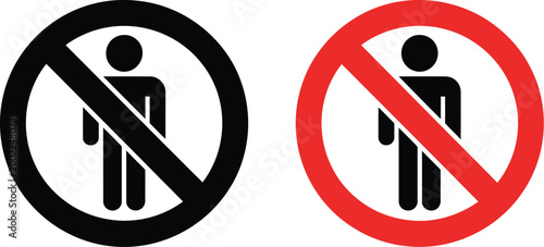 No entry person sign, prohibited access symbol depicting restricted area and no pedestrian entry for safety warning and access control design.