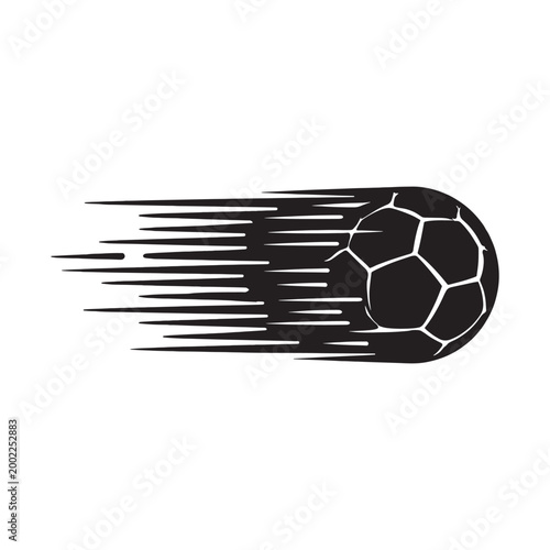 Fast moving soccer ball icon with motion lines representing speed power and scoring a goal football movement competition training tournament championship velocity illustration isolated