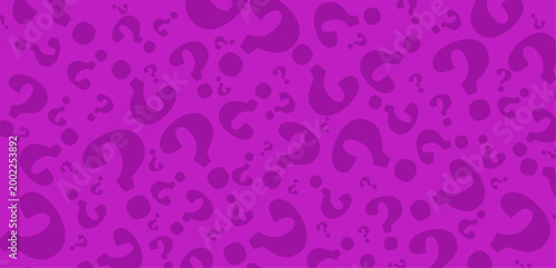 question mark pattern background on purple. Answer guess faq decorative abstract wallpaper. Vector illustration