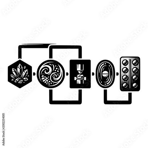 Production Process Illustrated: A stylized diagram showcases a step-by-step production flow, from raw materials to final product, highlighting the intricacies of manufacturing
