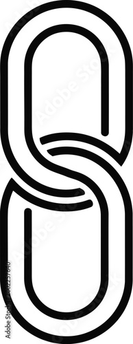 Black and white chain link icon simple vector illustration