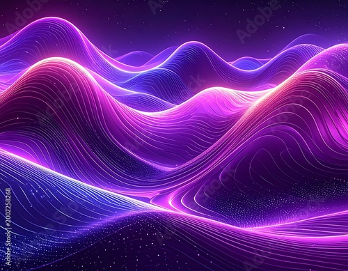 Neon landscape waves