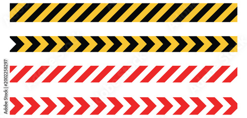 Barricade tape vector seamless pattern, warning stripes for construction safety hazards, caution tape design, hazard zone marking graphics, danger restriction elements, industrial safety symbols