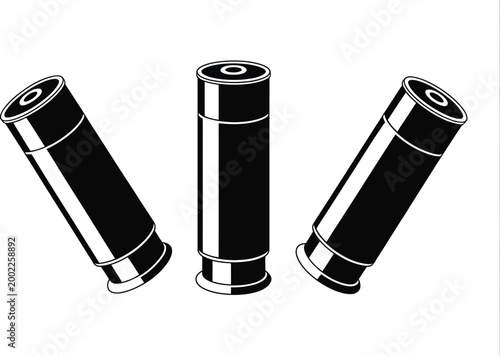 Bild auf Leinwand Shotgun shell, silhouette icon set, collection of three cartridge silhouettes for shooting sports hunting gear and firearm related graphic design