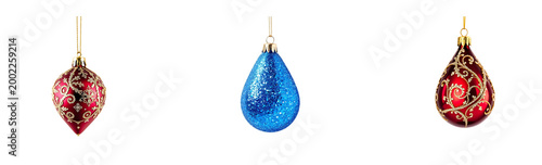  Christmas bead ornament tear-shaped, isolated on transparent background