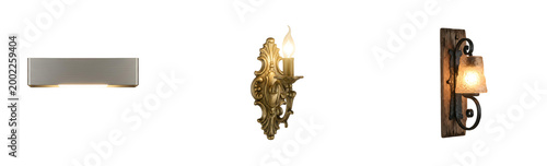 A singal of Beautiful Wall Sconces with Subtle Yellow Illumination Isolated on Transparent Background