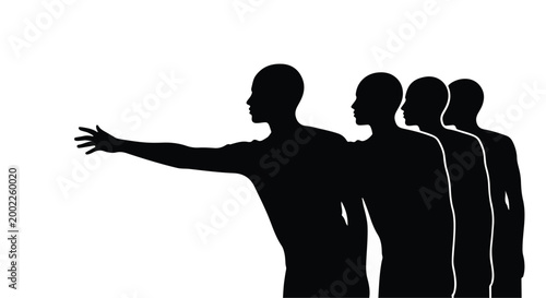 black silhouette of man leading group of people