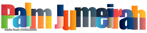 Fotografie Colorful Palm Jumeirah Text Logo Design with Gradient Letters