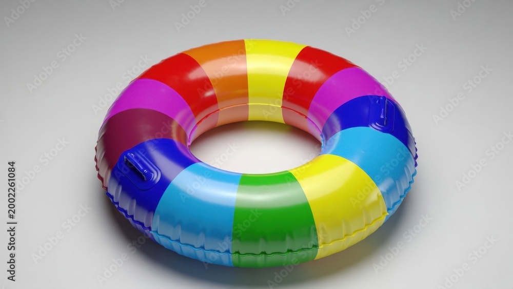 Obraz premium Colorful inflatable swim ring placed on neutral surface