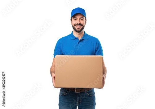 Delivery person holding large package ready for transport