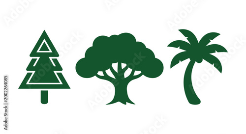 Three Green Trees For Environmental Concepts