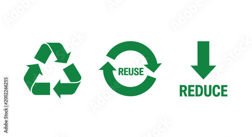 Eco Friendly Symbols For Recycle Reuse Reduce Concepts On White Background