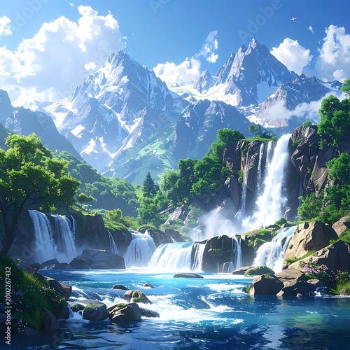 Mountain cascade scene (1)
