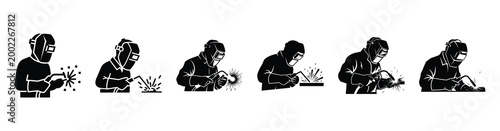 Fotografía Set of minimal black shape  welder  simple silhouette icon
