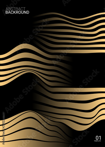 Dynamic abstract background golden waves and lines for modern design and digital art