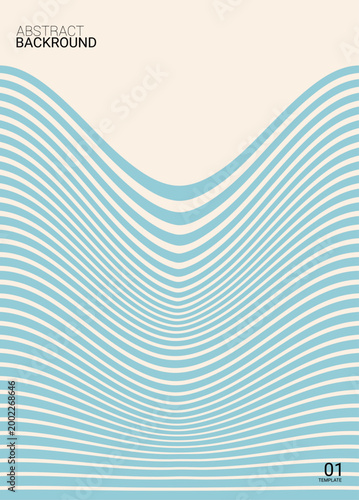 Serene abstract background, light blue wave lines on a pastel gradient