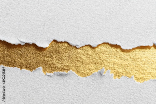 Torn White Paper With Luxury Gold Texture