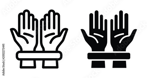 Handcuffed hands icon set representing arrest prisoner restraint human rights violation slavery captivity crime justice law enforcement police custody detention