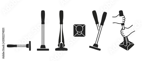 Bilde på lerret Manual floor tile cutter tool icon set, vector illustration of manual manual han