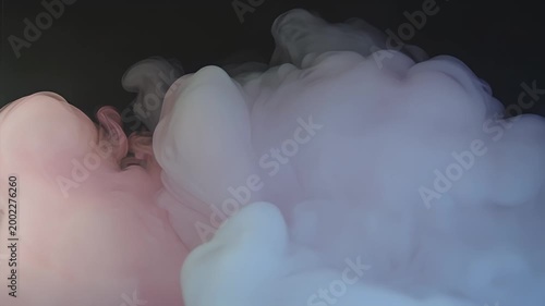 Colorful Smoke Clouds on Black Background.