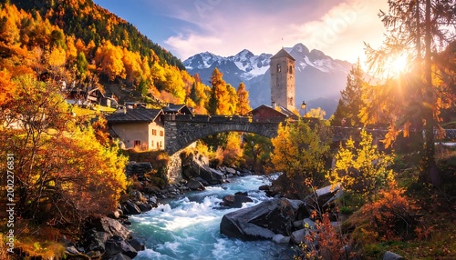 Mountain village autumn