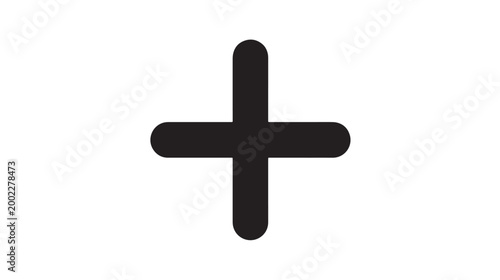 Plus sign, black plus symbol, addition icon, mathematical sign, vector