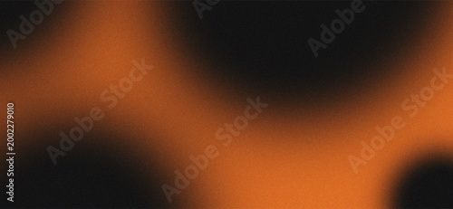 Abstract Orange and Black Grainy Gradient Background with Cinematic Film Noise and Soft Light Blur Texture