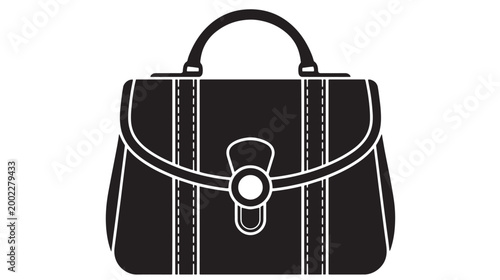 Black handbag, purse icon, vector clutch, fashion accessory