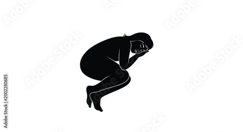 Sad woman sitting alone in a vector illustration design