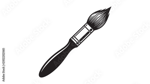 Black paintbrush, artistic brush, vector illustration, graphic design tool