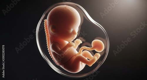 An intimate view of a fetus inside the womb, highlighting the miracle of life and early development. The fetus is enclosed in a protective environment
