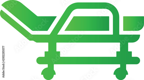 Green medical stretcher icon simple vector illustration for healthcare and emergency services isolated on white background