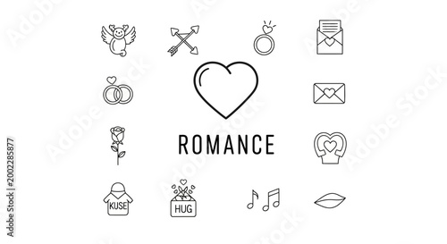 Romance Love Heart Symbols Icons.