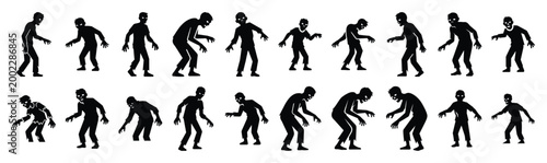 Cuadro en lienzo Collection of  zombie silhouette design element art