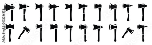 Collection of  axe silhouette design element art. Happy Halloween Vector  silhouette icons.