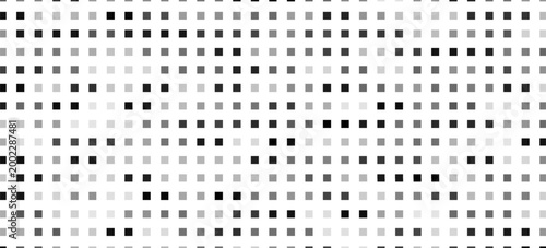 Minimal black and grey square particles scattered across white background, seamless geometric micro pattern. minimal abstract texture