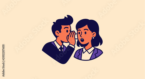 Two cartoon people whispering secrets.