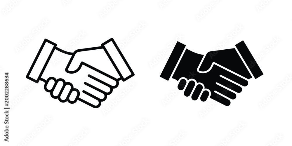 Obraz premium Partnership handshake icon line and flat vector collection for ui, ux designs