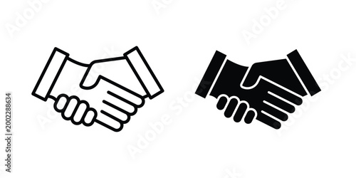 Partnership handshake icon line and flat vector collection for ui, ux designs