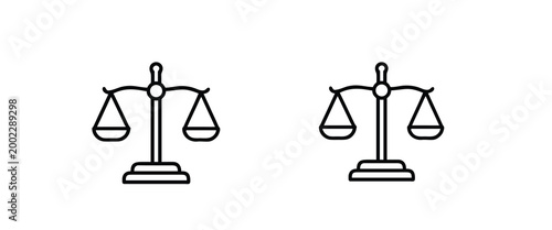 Law line icons set balance scales of justice judicial system equality fairness legal advisor court authority integrity & more vector illustration with editable stroke.